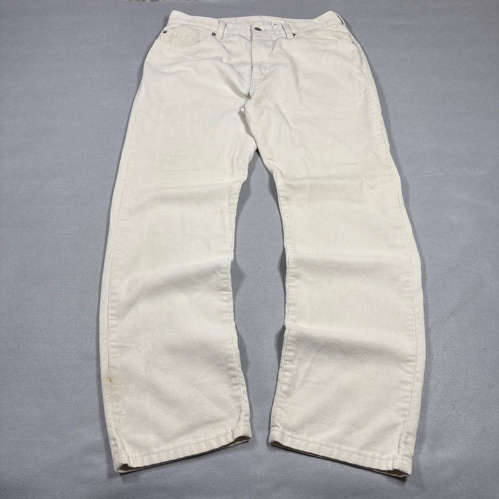 Vintage Levis 505 Corduroy Pants Mens 34x30 Cream Off White Made in USA Regular